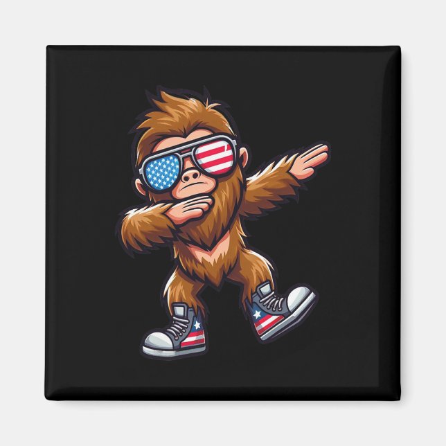 Imán Funny Big Foot Sasquatch 4 De Julio (Frente)