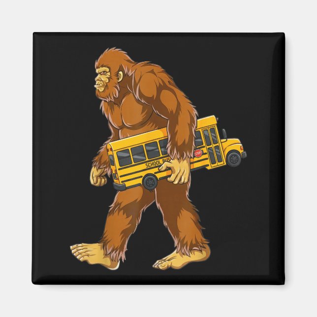 Imán Funny Bigfoot Bus Driver Sasquatch School Bus Love (Frente)