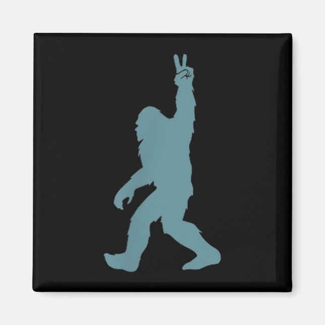 Imán Funny Bigfoot Sasquatch Peace Sign Big Foot Squatc (Frente)