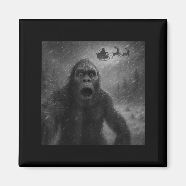 Imán Funny Bigfoot Sasquatch Selfie Santa Claus Xmas Ch (Frente)