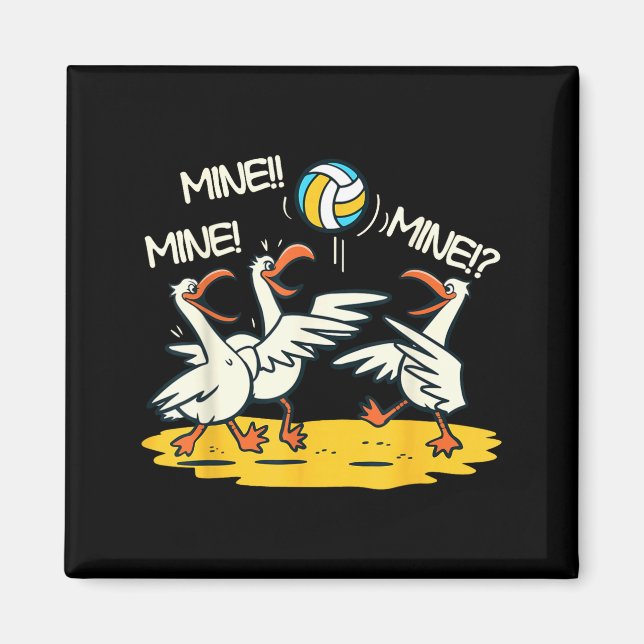 Imán Funny Bird Playing Volleyball Mine Game Day Beach  (Frente)