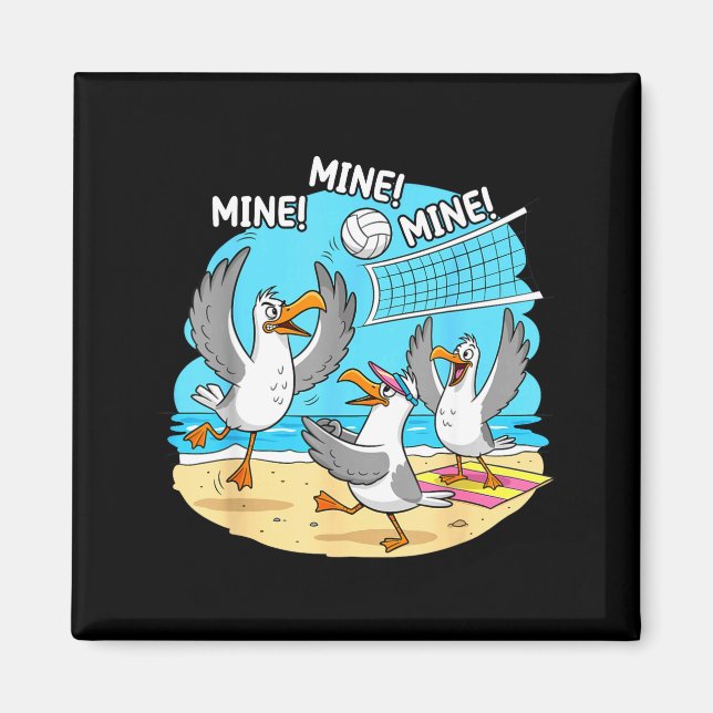 Imán Funny Bird Playing Volleyball Mine Game Day Vibes  (Frente)