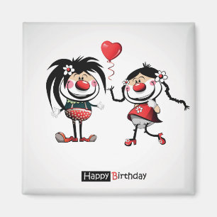 Imán Funny Birthday Magnet Boy Chica Clown Mask Heart