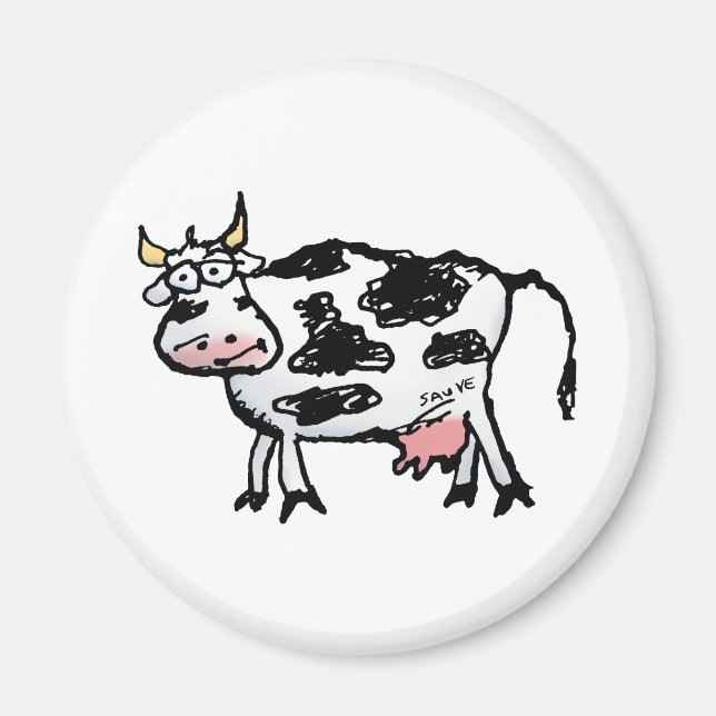Imán Funny Black and White Cow Personalizado (Frente)