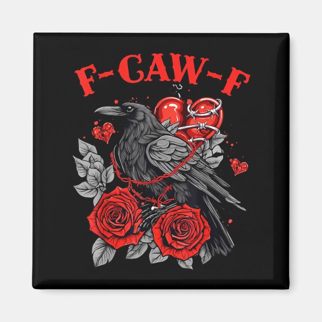 Imán Funny Black Bird F-caw-f Anti Valentines Day Singl (Frente)