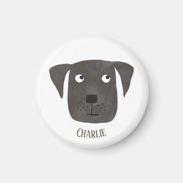 Imán Funny Black Labrador Recuperever Dog Custom Name (Frente)