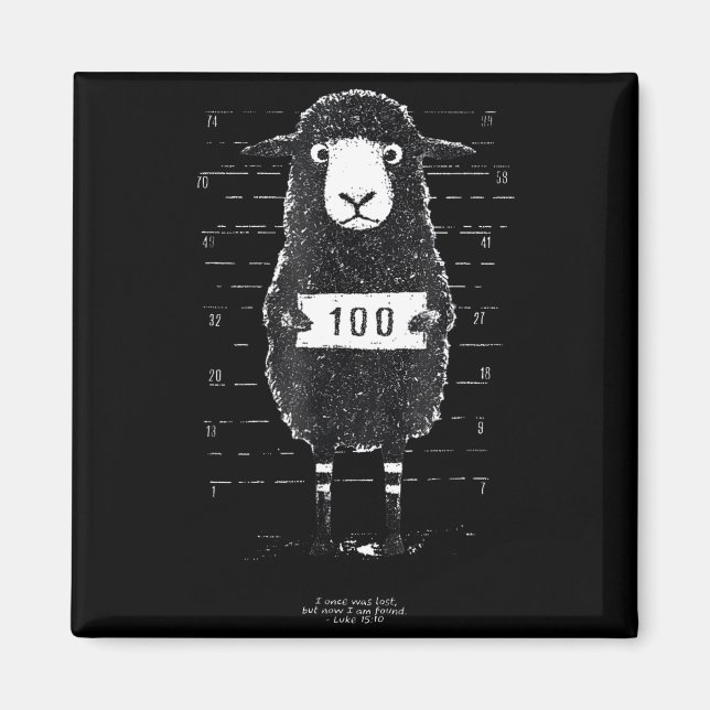 Imán Funny Black Sheep Mugshot Lost But Found Humor Fun (Frente)