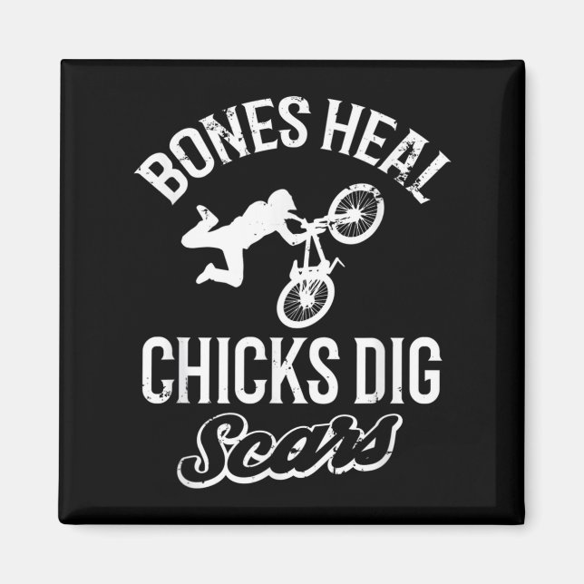 Imán Funny Bones Heal Chicks Dig S Bmx Biking  (Frente)