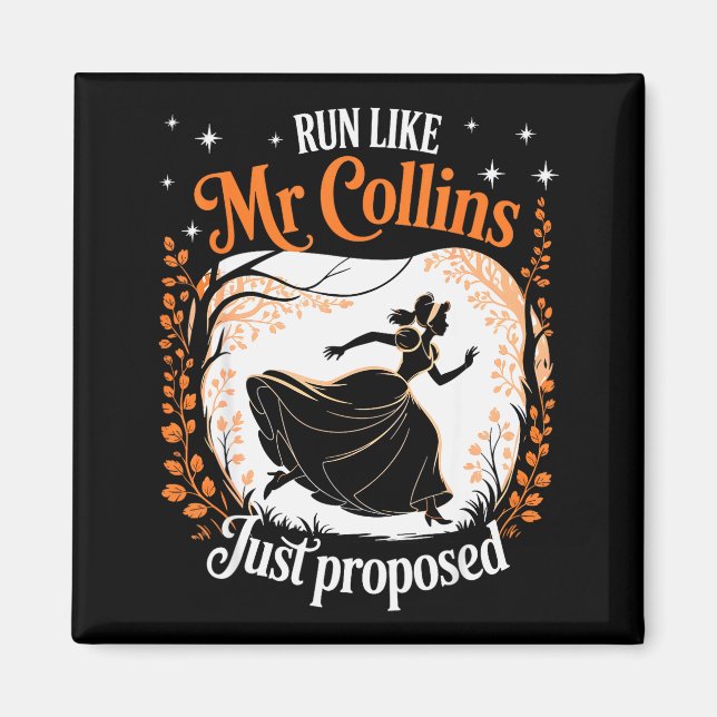 Imán Funny Book Meme Run Like Mr Collins Just Proposed  (Frente)