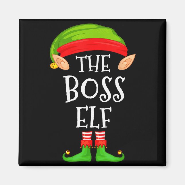 Imán Funny Boss Elf Family Christmas Boss Elf Sweater M (Frente)
