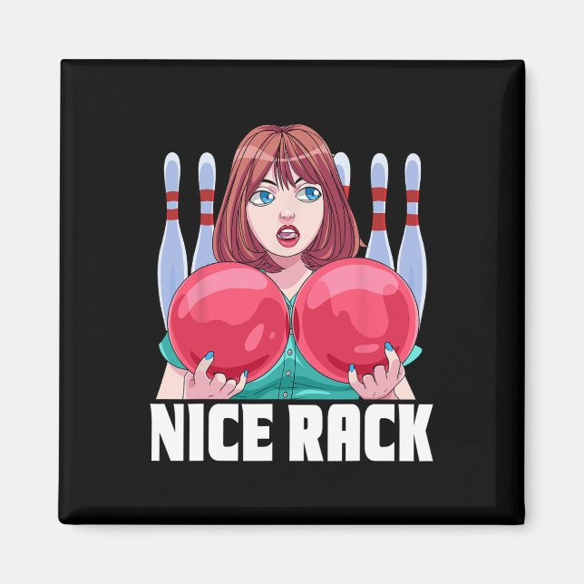 Imán Funny Bowler Bowler de 10 pines Nice Rack Bowling (Frente)