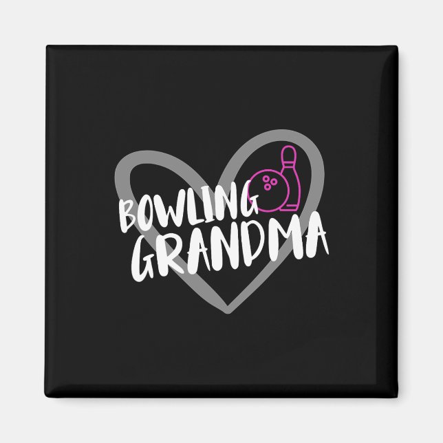 Imán Funny Bowling Apparel Bowling Grandma Heart - Blac (Frente)