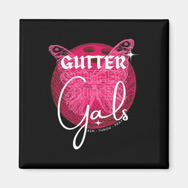 Imán Funny Bowling Gutter Gals Team Name Chicas Fiesta (Frente)