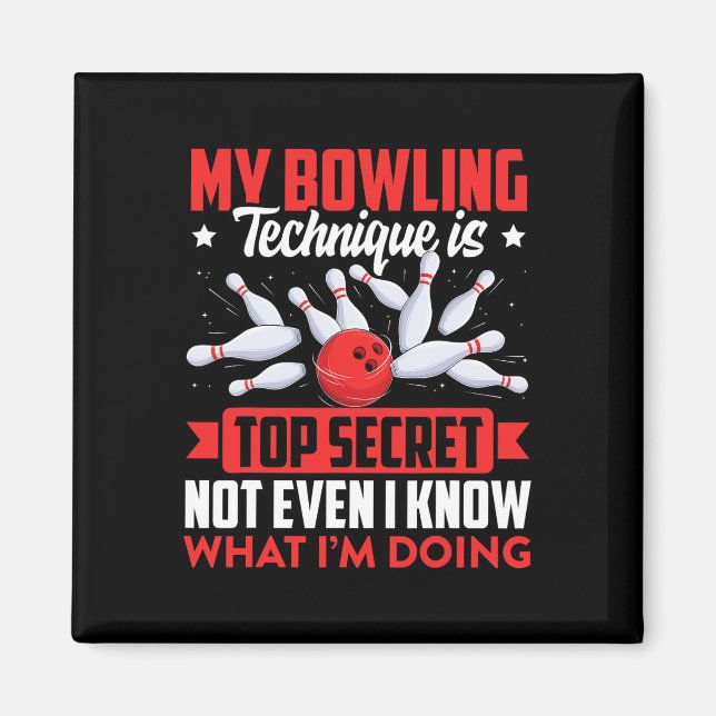 Imán Funny Bowling Technique Ll Bowler Hombres Niños (Frente)