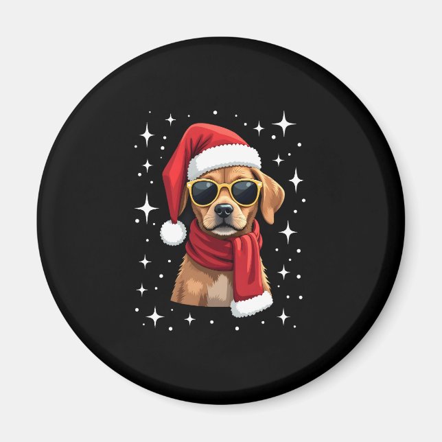 Imán Funny Boxer Dog Christmas Lights Xmas Outfit Pajam (Frente)