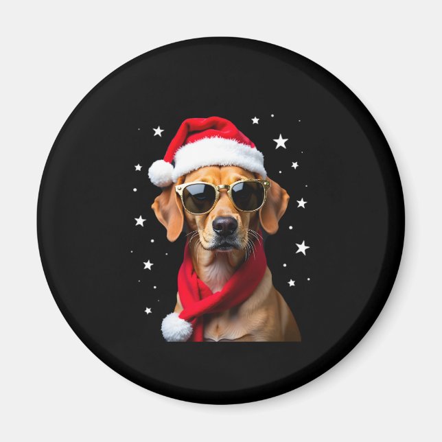 Imán Funny Boxer Dog Christmas Lights Xmas Outfit Pajam (Frente)