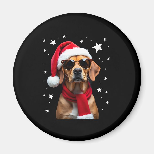 Imán Funny Boxer Dog Christmas Lights Xmas Outfit Pajam (Frente)