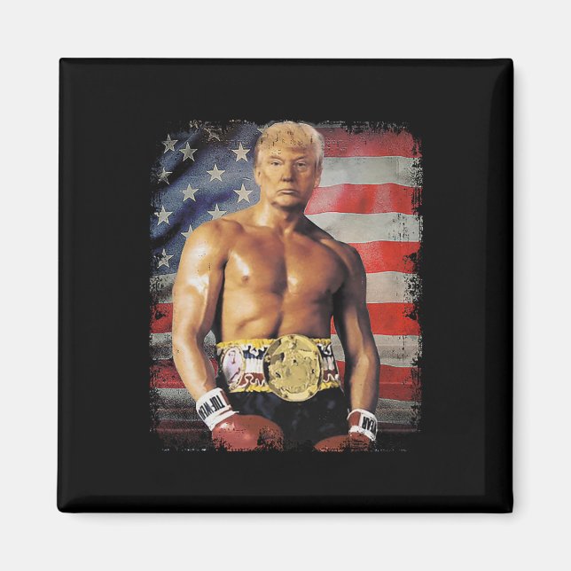 Imán Funny Boxer Trump Trump Meme Rocky (Frente)