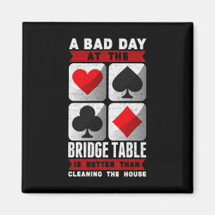 Imán Funny Bridge Player a Bad Day in Bridge Table