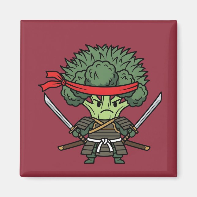 Imán Funny Broccoli Samurai Warrior Japanese Art Illust (Frente)