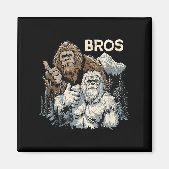 Imán Funny Bros Bigfoot Y Yeti Brothers Sasquatch Awe (Frente)