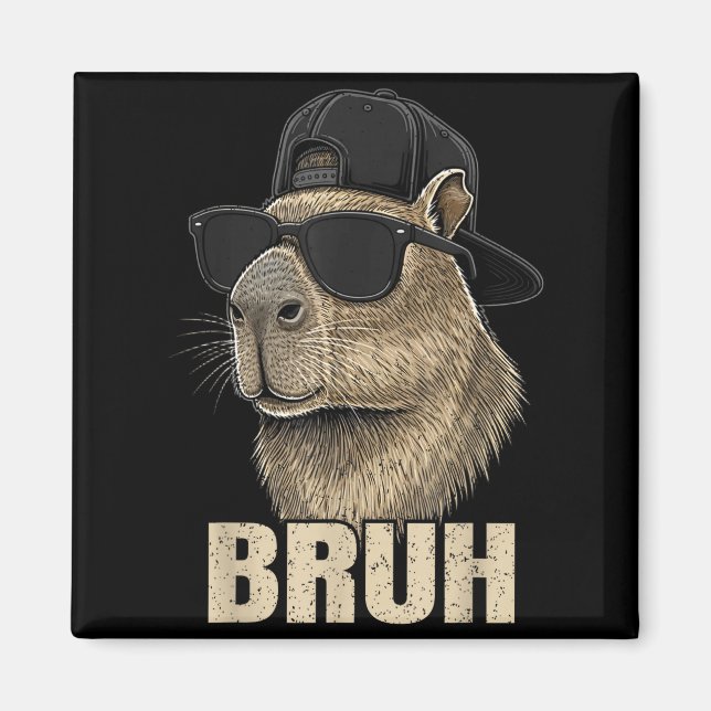 Imán Funny Bruh Meme Capybara Lover Cool Sungles For Me (Frente)