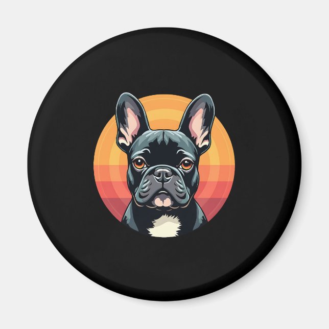 Imán Funny Bulldog francés Retro Trajes De Ropa Cuesta  (Frente)