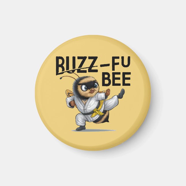 Imán Funny Buzz-Fu Bee Martial Arts (Frente)