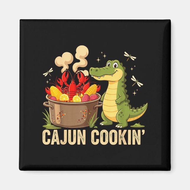 Imán Funny Cajun Louisiana Boil Alligator Crawfish Mard (Frente)