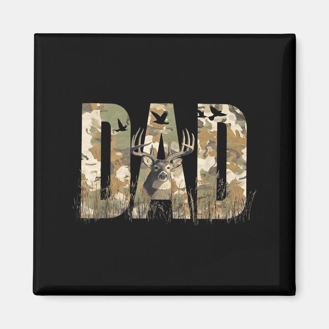 Imán Funny Camo Dad Hunting Camouflage Deer Father's Da (Frente)