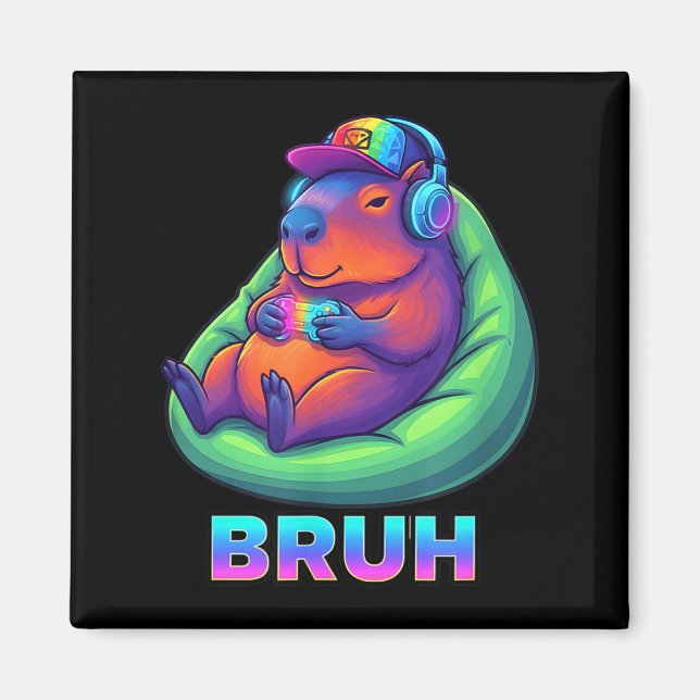 Imán Funny Capybara Bruh Video Games Lovers  (Frente)