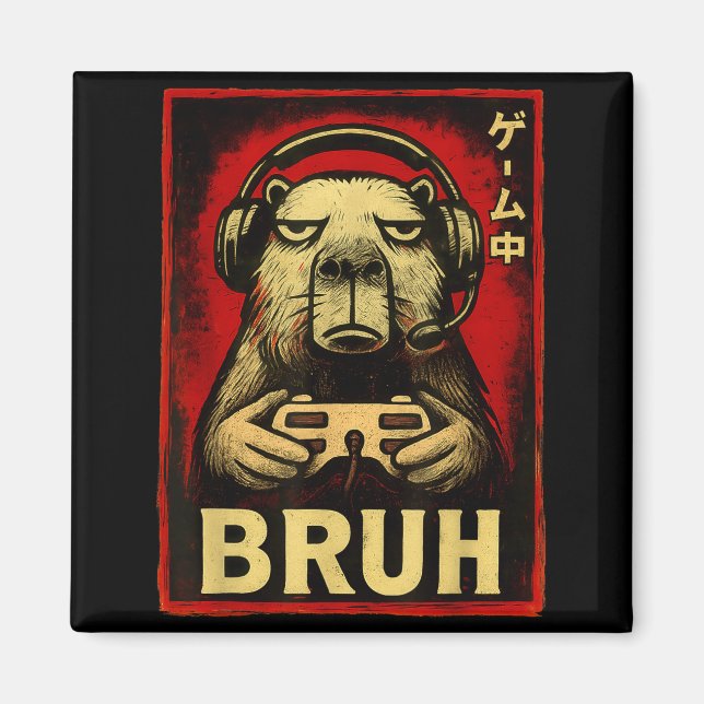 Imán Funny Capybara Gamer Bruh Graphic Tee Men Boys Tee (Frente)