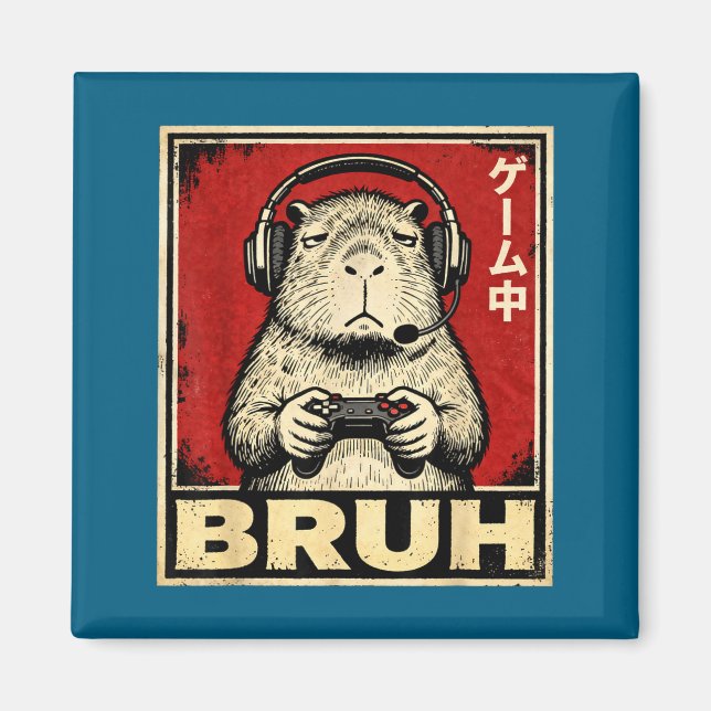 Imán Funny Capybara Gamer Bruh Graphic Tee Men Boys Tee (Frente)