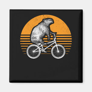 Imán Funny Capybara Montar en bicicleta Retro Capibara