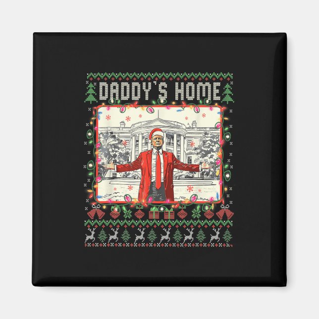 Imán Funny casa Daddys Trump Navidades feos Sweater Xma (Frente)