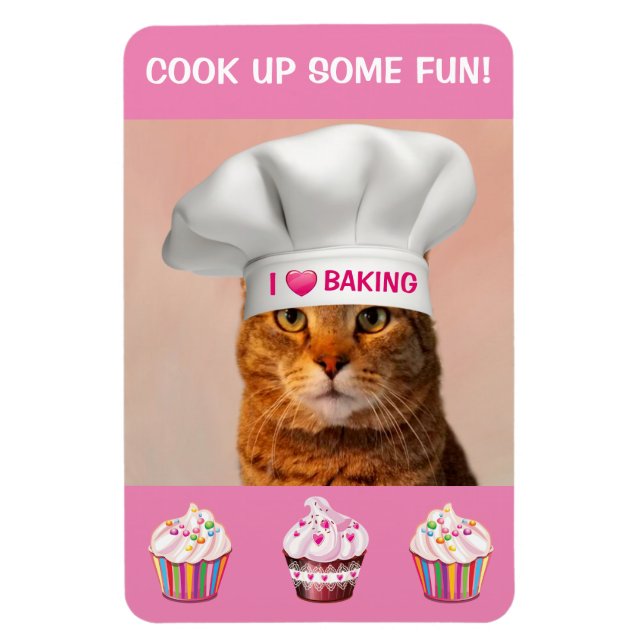 Imán Funny Cat Baking (Vertical)