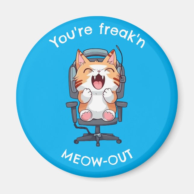 Imán Funny Cat Freak'n Meow Out (Frente)