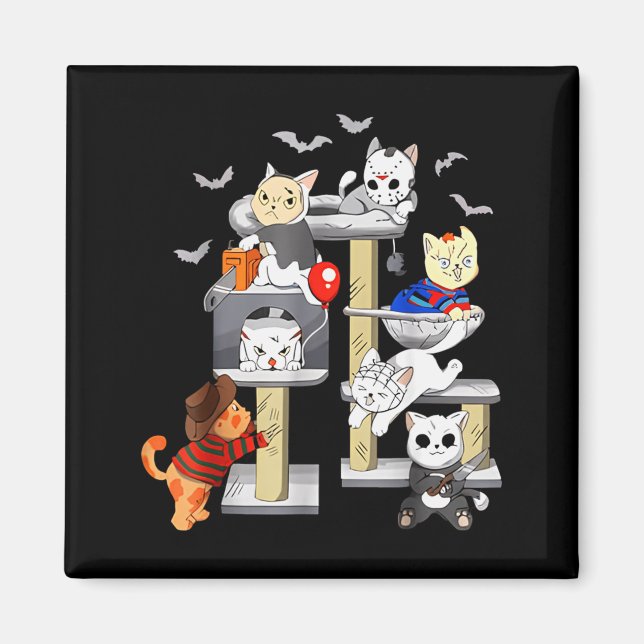Imán Funny Cat Horror Movies Cute Halloween Cat Lovers  (Frente)