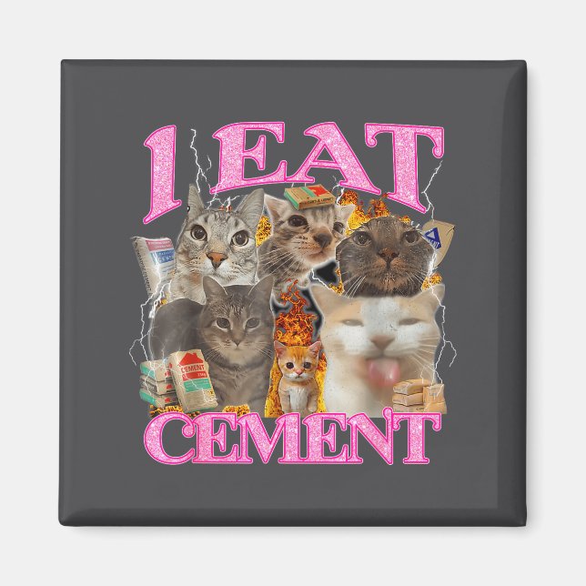 Imán Funny Cat Meme I Eat Cement Japanese Quote Animal  (Frente)