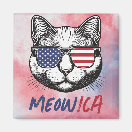 Imán Funny Cat Meow-ica Patriotic
