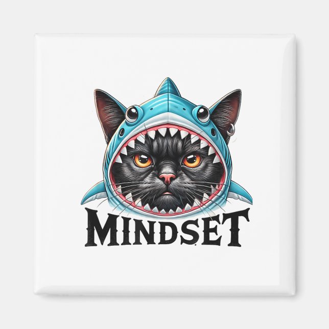 Imán Funny Cat, Mindset Motivational Saying, Shark  (Frente)
