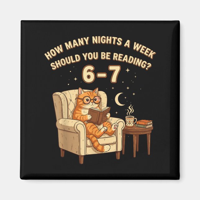 Imán Funny Cat Reading 6-7 Meme Englieacher Book Lover  (Frente)