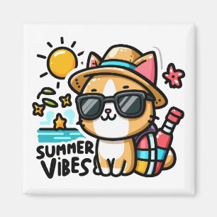 Imán Funny Cat Summer Vibes