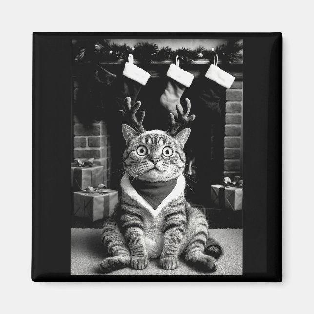 Imán Funny Cat Taking A Selfie Christmas Xmas Pajamas H (Frente)