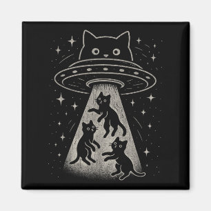 Imán Funny Cat Ufo Cute Kitty Space Spaceship Alien Aes