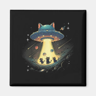 Imán Funny Cat Ufo Cute Kitty Space Spaceship Alien Aes
