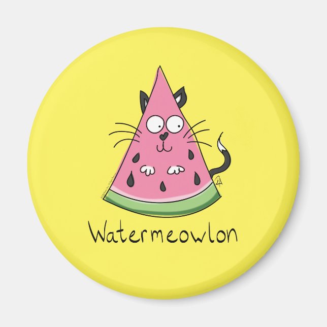 Imán Funny Cat Watermelon Cute Kids (Frente)