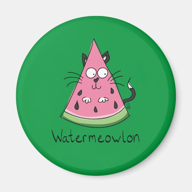 Imán Funny Cat Watermelon Cute Kids (Frente)