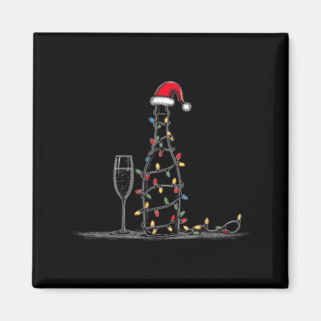 Imán Funny Champagne Christmas Graphics Lights Lover Dr (Frente)