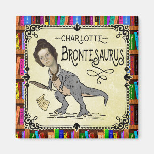 Imán Funny Charlotte Bronte Saurus Dinosaur Book Reader